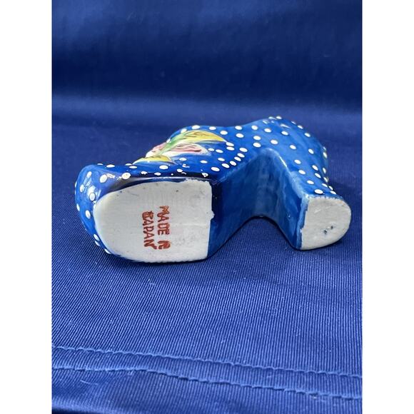 Miniature Porcelain Blue Shoe with White Polka Dots - Picture 7 of 7